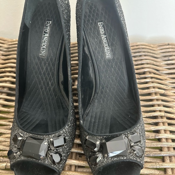 Enzo Angiolini Black Glitter Heels - Picture 5 of 9